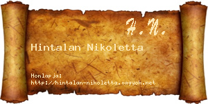 Hintalan Nikoletta névjegykártya